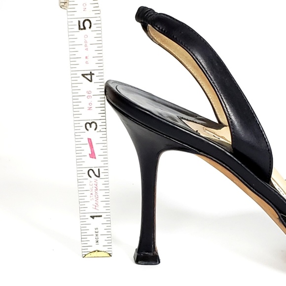 Manolo Blahnik Black Leather Slingback Heels - Picture 7 of 8